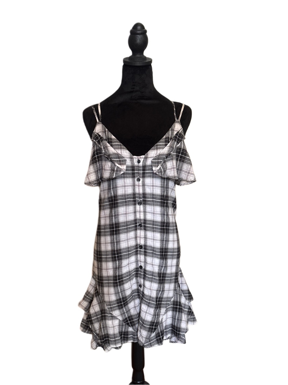 BCBGeneration Black & White Plaid Mini Dress